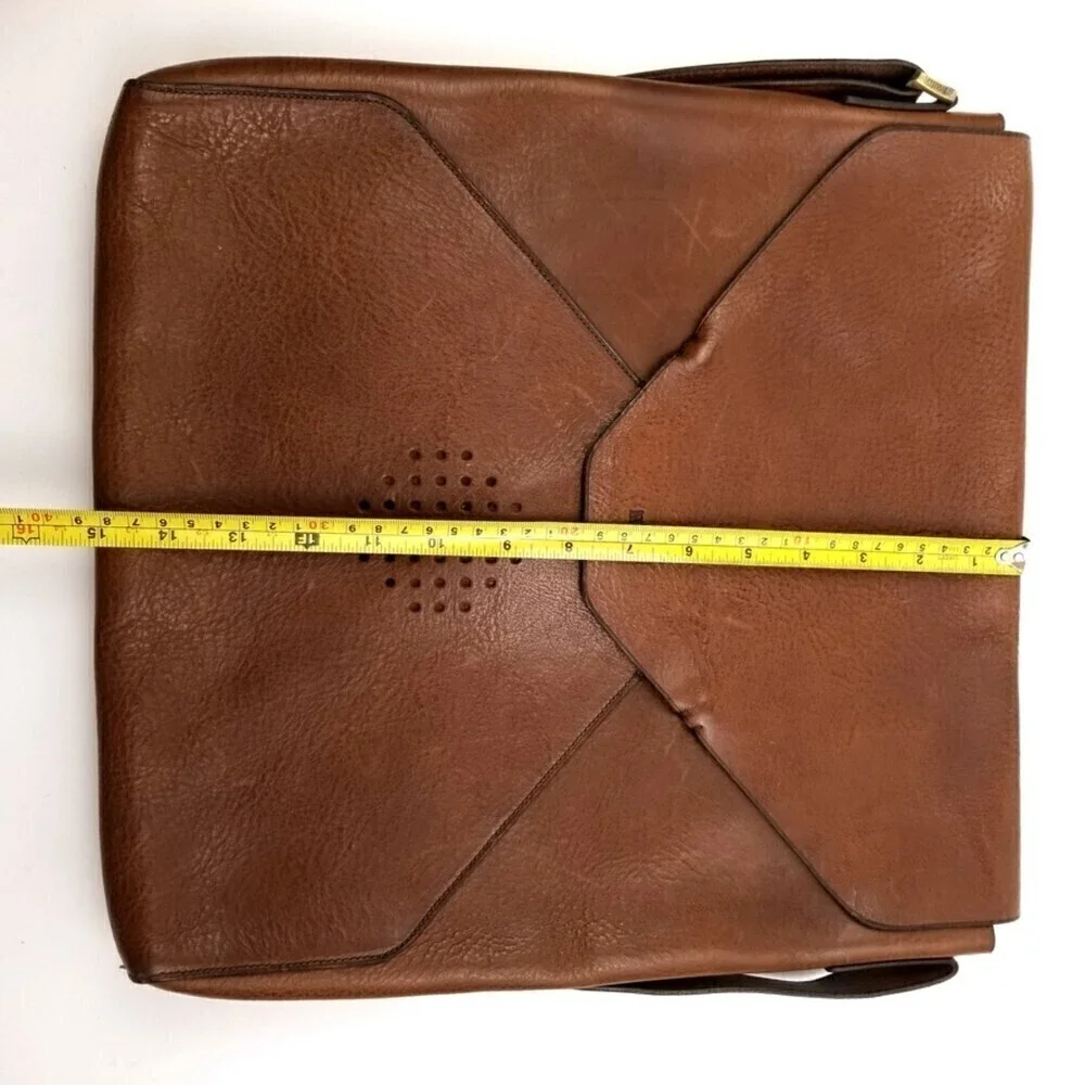Vintage Loyd Maish Leather Letter Envelope Satchel Bag Crossbody Purse Brown